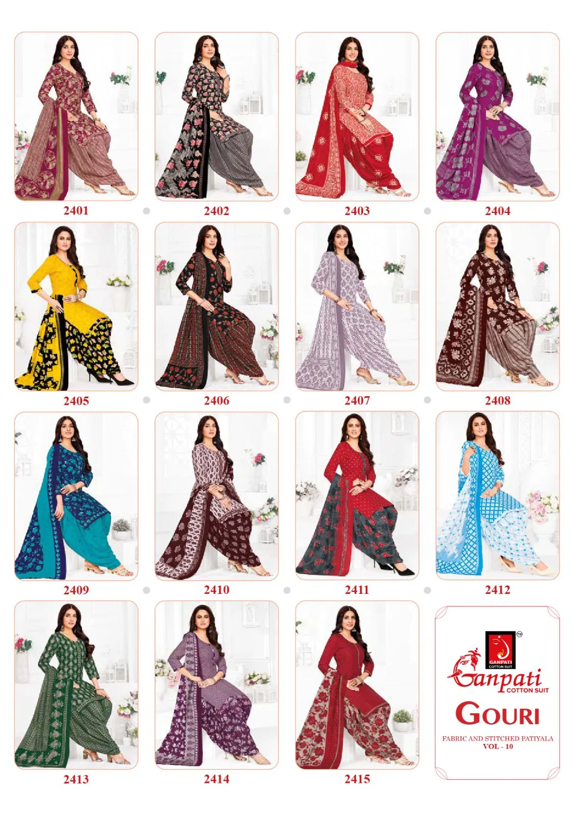 Gouri Vol 10 By Ganpati Heavy Cotton Printed Dress Material Wholesale Online